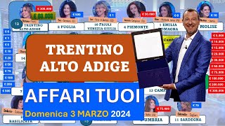 Affari tuoi domenica 3 marzo 2024 con il Trentino I pacchi aperti in ordine [upl. by Analat575]