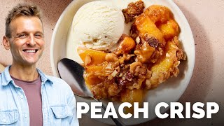 Homemade Peach Crisp  A perfect way to make a peach dessert during the summer [upl. by Nameerf901]