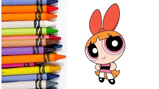 How To Draw Blossom  The Powerpuff Girls  Cute Easy Drawingcoloring painting tutorial [upl. by Naiditch273]