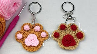 🐾 crochet cat paw  crochet keychain 🐾 [upl. by Ymor]