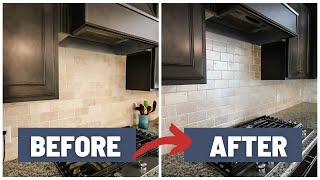 How to paint a travertine stone tile kitchen backsplash [upl. by Dannica]