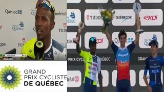 🇪🇷Biniam girmay interview amp podium ceremony of GP de Quebec 🇪🇷Biniam girmay takes 2nd place [upl. by Bethesda]