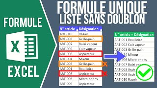 EXCEL  FORMULE UNIQUE Renvoyer une liste sans doublon sur 1 ou plusieurs colonnes [upl. by Sitnalta]