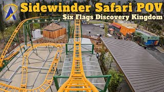 Sidewinder Safari Roller Coaster POV at Six Flags Discovery Kingdom [upl. by Lenoel]