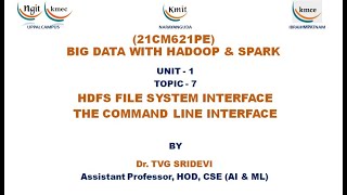 UNIT  1HDFS FILE SYSTEM INTERFACE THE COMMAND LINE INTERFACE [upl. by Kristel]