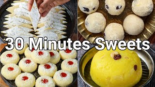 4 indian sweets recipes in just 30 mins for festival celebrations  quick amp easy dessert recipes [upl. by Jaworski]