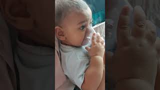 Thats how nebulizer is used so calm😘 7MonthOld Baby Taking Nebulization for Cough [upl. by Ahsetan]