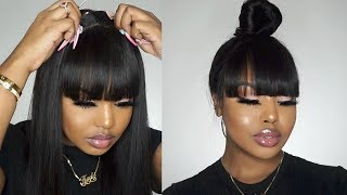 MUST HAVE Lace Front Wig With Bangs Protective Styles for beginners  MyFirstWig [upl. by Lerad]