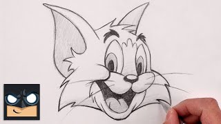 How To Draw Tom the Cat  Tom and Jerry Sketch Tutorial [upl. by Nonah]