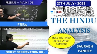 The Hindu Newspaper Editorial Analysis II 27th JULY 2023 II Saurabh Pandey hindueditorials [upl. by Alyt318]