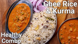 Ghee Rice amp Red Coloured Veg Kurma Combo Meal Recipe  Wedding Catering Style  Nei Choru Kurma [upl. by Enuj]