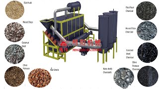 Continuous rotary rice husk carbonization machine Charcoal Making Machine Biochar Carbonizing Kiln [upl. by Ahsiret]