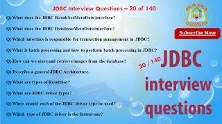 Java Database ConnectivityJDBC Interview Questions – 20 out of 140 [upl. by Cerf480]