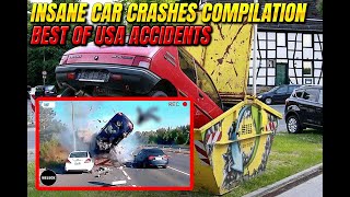 INSANE CAR CRASHES COMPILATION  Best of USA Accidents  Part 1 [upl. by Noemis]