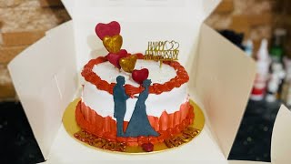 elegant anniversary cake 😍❤️  Full Tutorial  anniversarycake couplecake [upl. by Bucher]