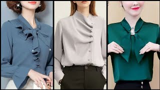 Allegra K Womens Office Keyhole Elegant Stand Collar Long Sleeve Button Blouse [upl. by Aissac826]