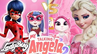 🖼 My Talking Angela 2 😻  Pink 🌺 Vs Ledybug ☘️  Frozen  Cosplay Angel [upl. by Rosina932]