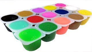 Learn Colors with Yogurt Surprise Kinetic Sand vs Clay Slime vs Silly Putty vs Play Doh vs Foam Clay [upl. by Shute]