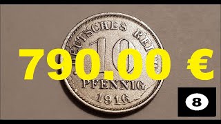 10 Pfennig 1916 A Stempelbruch  Rare [upl. by Ttirrej83]