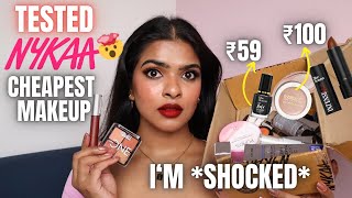 I tried CHEAPEST makeup from NYKAA starting ₹55 ONLY  shocked its too good 🤯  Shalini Mandal [upl. by Steinke]