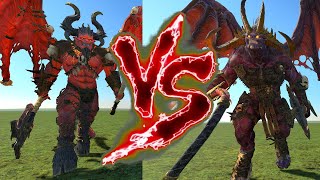 Daemon Prince of Khorne VS Exalted Bloodthirster Total War Warhammer 3 [upl. by Eri204]