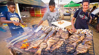 EXTREME Street Food in Africa SEAFOOD MOUNTAIN on Beach in Dakar Senegal [upl. by Moll]