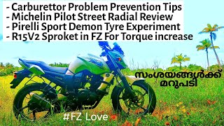 Carburettor Problems FZ explained Torque Increase using R15V2 Sproket  Tyre Review FZS Vlog 239 [upl. by Lledniw402]