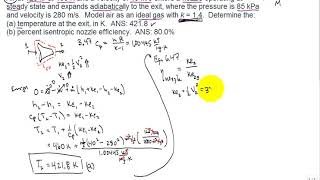 me3293 air flow in nozzle calc T2 and isentropic efficiency [upl. by Anerat]