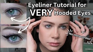 How to Apply Eyeliner on VERY Hooded Eyes [upl. by Zetnod]