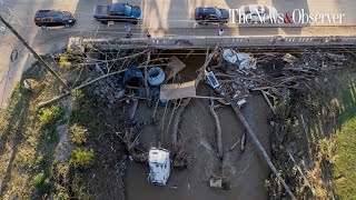 Drone video See the damage to Biltmore Village in Asheville [upl. by Lyudmila]