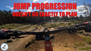 JUMP PROGRESSION Doesnt go exactly to plan Airfield Woodhill mtbjumps [upl. by Ravel]