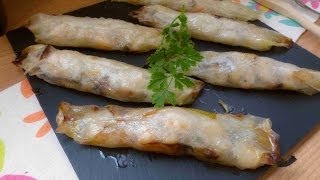 Rollitos de Puerros y Gambas receta paso a paso [upl. by Nyleek456]