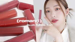 ROMAND NEW霧泥唇釉 BLUR FUDGE TINT Lip Swatches  heyitsmindy [upl. by Lowenstein]