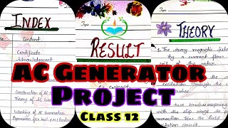 Project On AC Generator Class 12 202223  ac generator project [upl. by Sutsuj]