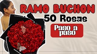 Tutorial  Como hacer un ramo de 50 rosas para San Valentín  Ramo Buchón  14 de Febrero [upl. by Esom]