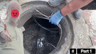 Drain Complaint 303  Old man stopping us from cutting the illegal wire in the manhole 🤔 [upl. by Denny]