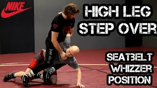 How to High Leg Over for a Takedown in Wrestling  Step Over from the Seatbelt Whizzer Position [upl. by Attelahs]