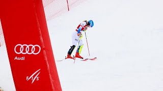 Shiffrin straddles gate in rare slalom DNF ending quotmaster classquot run at Kranjska Gora  NBC Sports [upl. by Winfrid820]