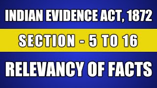 Relevancy of facts section 5 to section 16 Indian evidence act1872 [upl. by Atiuqat]