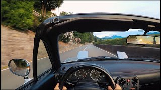 POV Driving a Mazda MX5 NA on beautiful Lake Como Roads Italian citypop version [upl. by Hunfredo874]