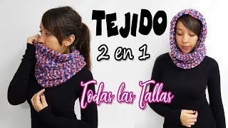 CUELLO y CAPUCHA 2 en 1 Tejido a Crochet TODAS LAS TALLAS muy fácil  Moda Crochet Maritza [upl. by Esikram]