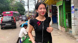 🇲🇲 Exploring the Bustling Streets of Yangon  Myanmar City Life Street Food and Local Shops [upl. by Jaclyn]