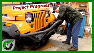 Jeep YJ Front Bumper install [upl. by Nnylacissej434]