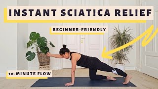 Yoga for Sciatica Pain Relief  Lower Back Hips Legs Stretch  BeginnerFriendly  10Minutes [upl. by Norit]