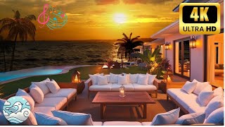 🌊 Luxury Ocean Sunset View Ambience 4K – Relaxing Wave Sounds amp Calm Music for Sleep Relaxation [upl. by Nickie]