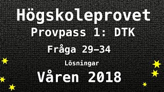 Högskoleprovet 2018 Våren Lösningar Pass 1 DTK del 1 Kvantitativa Matte [upl. by Kloman370]