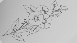 flower drawing with easy methodHow to draw flower step by stepembroidery patternUKarts786 [upl. by Lasala]