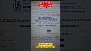 IBPS PO result 2024 preliminary exam  shortlisted for main examination ✅💯 IBPSPO SBIPO banking [upl. by Ahseekan]