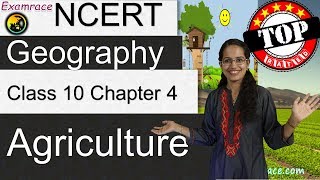 NCERT Class 10 Geography Chapter 4 Agriculture Examrace  Dr Manishika  English  CBSE [upl. by Haynes]