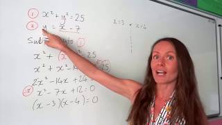 The Maths Prof Solve Simultaneous Equations Linear amp Quadratic [upl. by Retsbew]